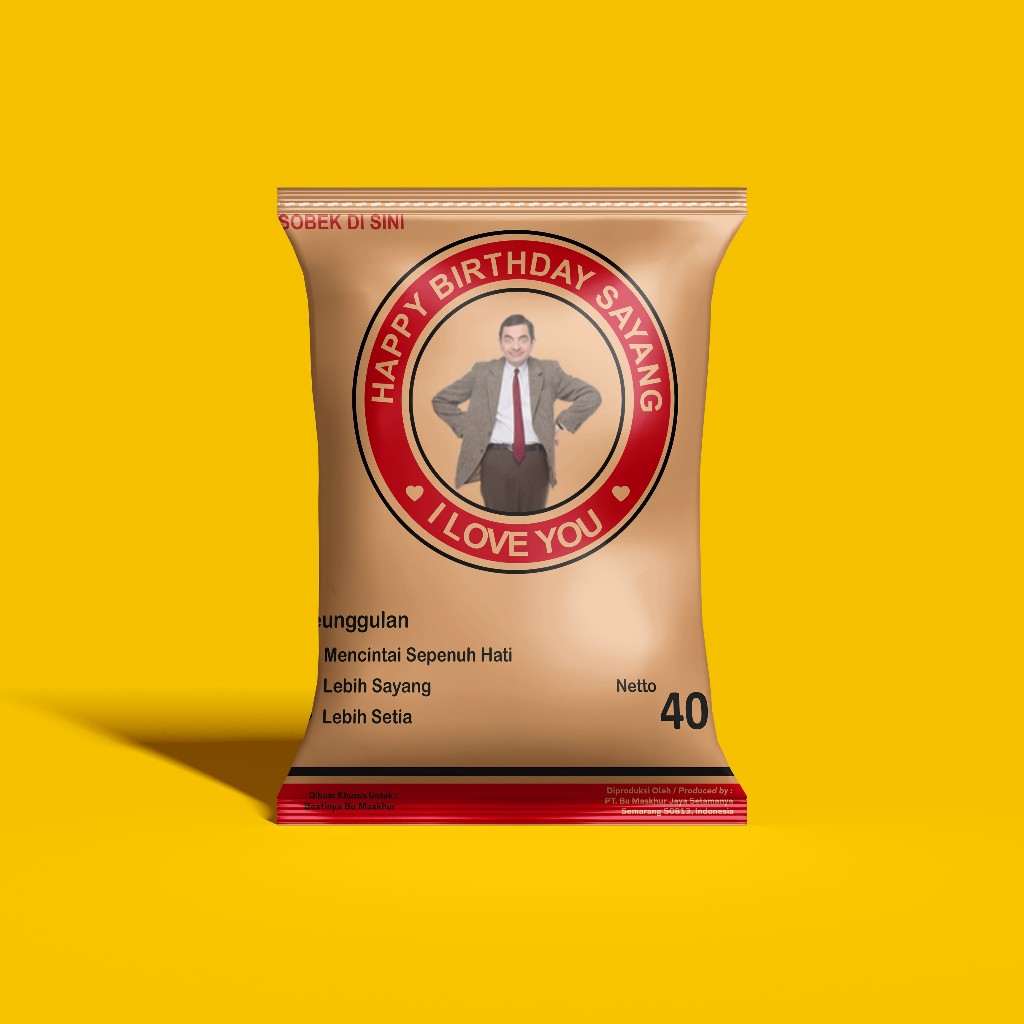 

Bungkus Pouch Snack Custom Foto Teks Tema TigaRoda