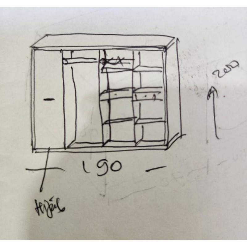Lemari Pakaian Hijab Sliding 2 Rak Kayu Jati/trinityjayafurniture