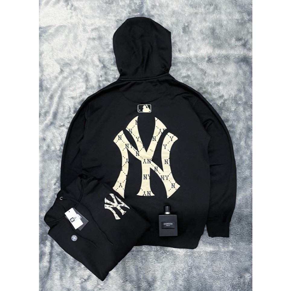 JAKET SWEATER HOODIE MLB YANKERS NY YN-BILIK HITAM-CREAM FULL TAG MIRROR LIKE ORIGINAL JAKET PREMIUM