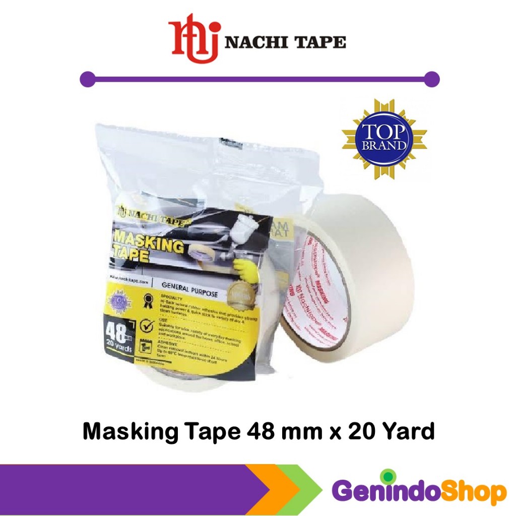 

Lakban Kertas / Masking Tape 48 mm x 20 Yard Nachi