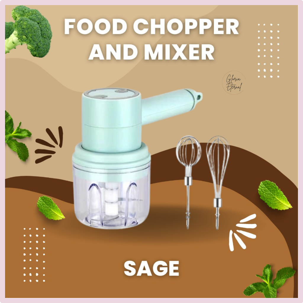 [Gloria] 3in1 Mini Chopper USB Portable / Hand Mixer Wireless Charger / Pengocok Terlur Elektrik
