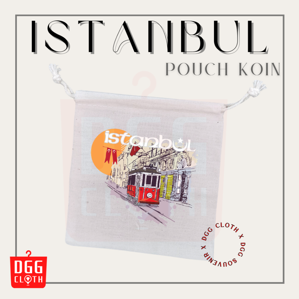 DGGCloth Pouch Koin Souvenir Turki Dompet Koin Oleh Oleh Turkey Istanbul Bahan Blacu Tali Serut Type