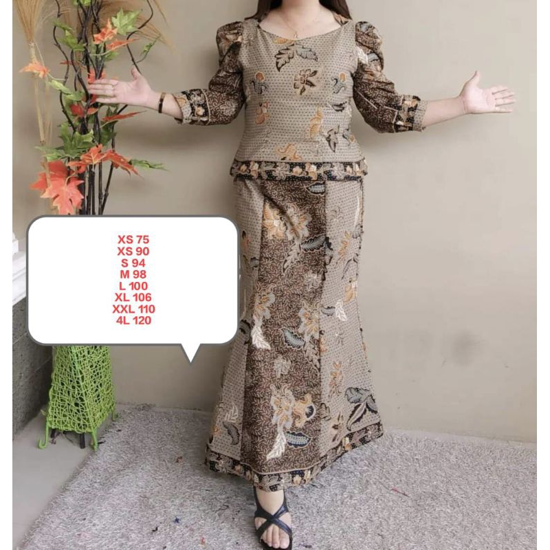 set pesta batik Medan premium bahan katun furing katun model tangan manis rok 7/8