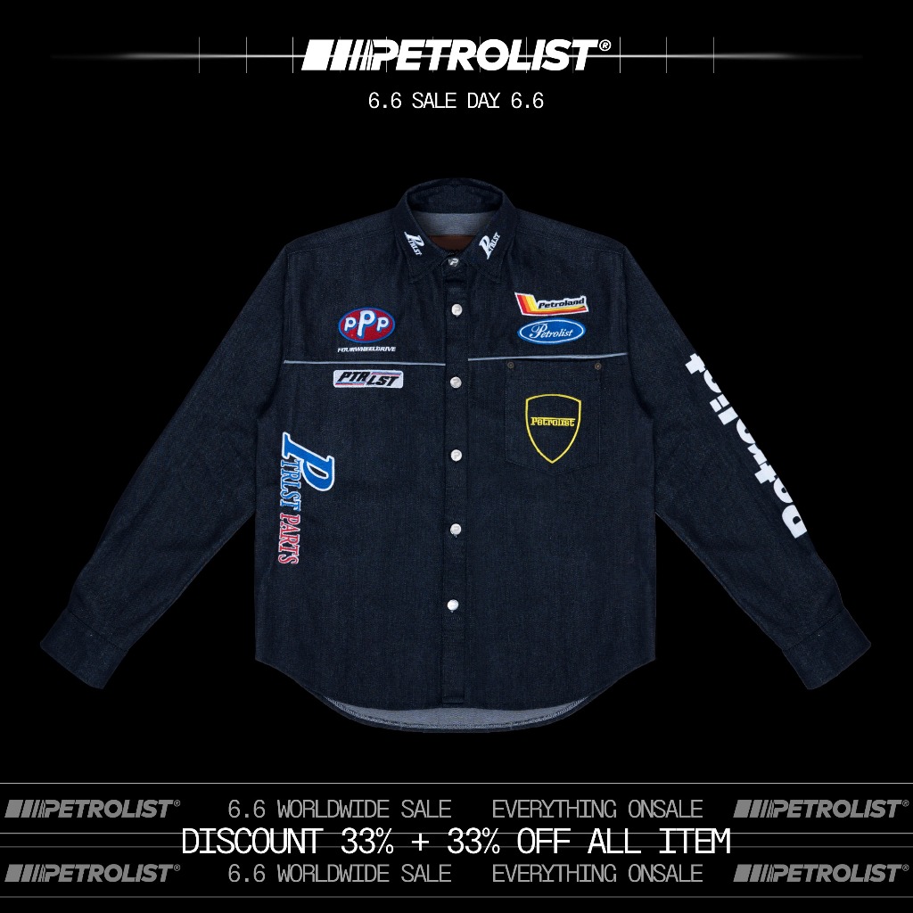 PETROLAND INDIGO BLACK DENIM WORKSHIRT