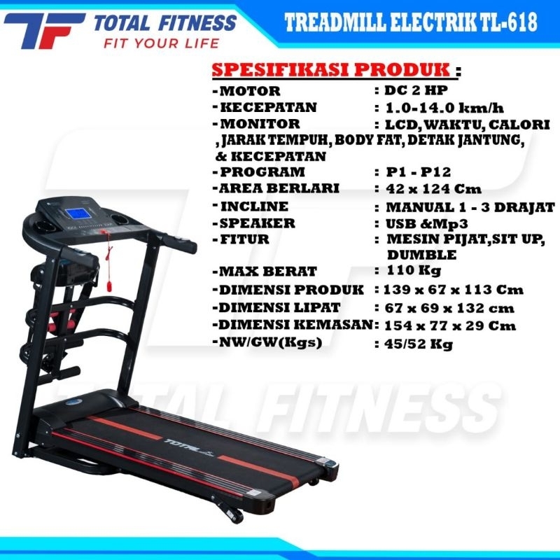 TREADMILL TOTAL FITNESS TL 618 ORIGINAL