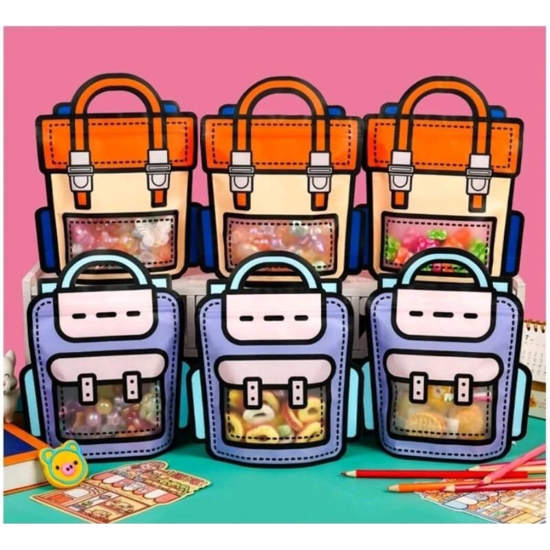 

Plastik Goddie Bag Zipper 3d (Harga 5pcs)Plastik Snack Ulangtahun