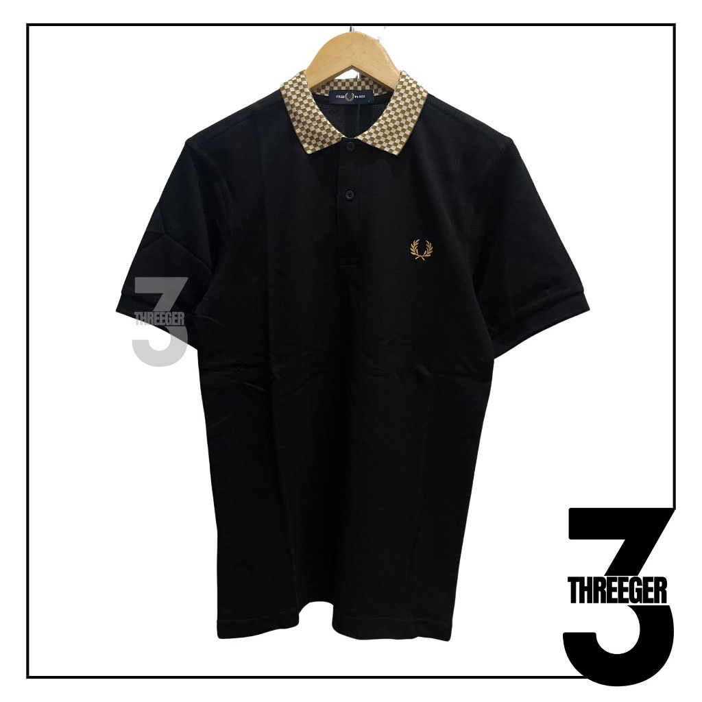 Fred Perry Checkerboard Plaid Polo Black Original / Polo Fred Perry Original