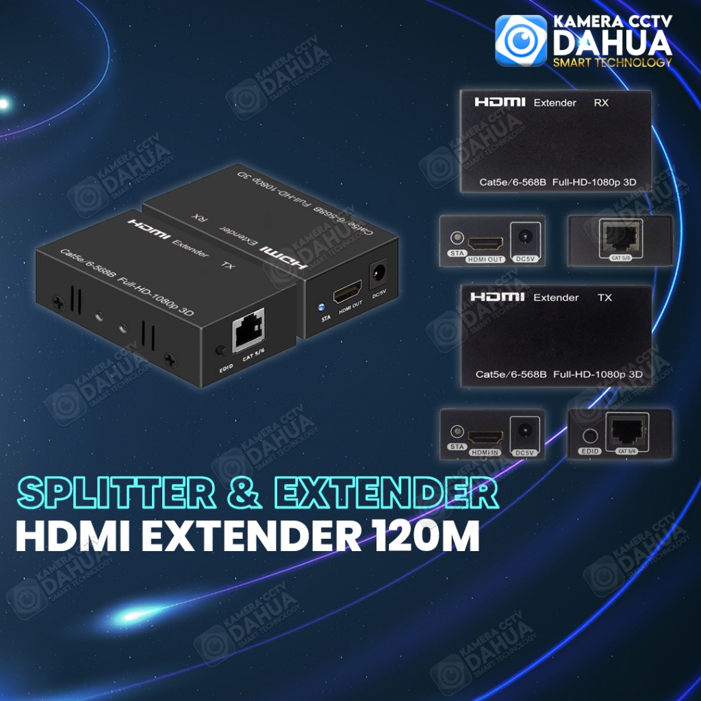 HDMI EXTENDER TO LAN CAT 5E CAT6 KONEKTOR SAMBUNGAN 120 METER
