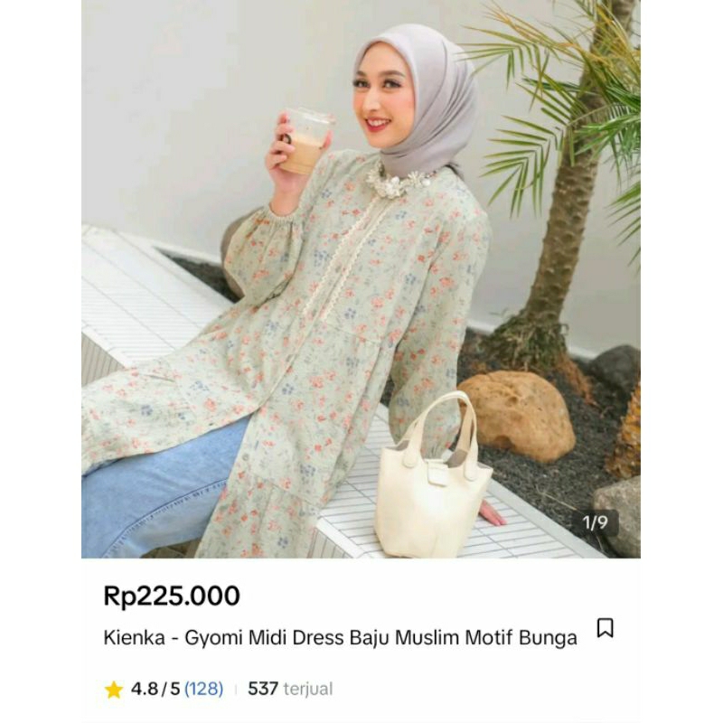 Kienka - Gyomi Midi Dress Baju Muslim Motif Bunga