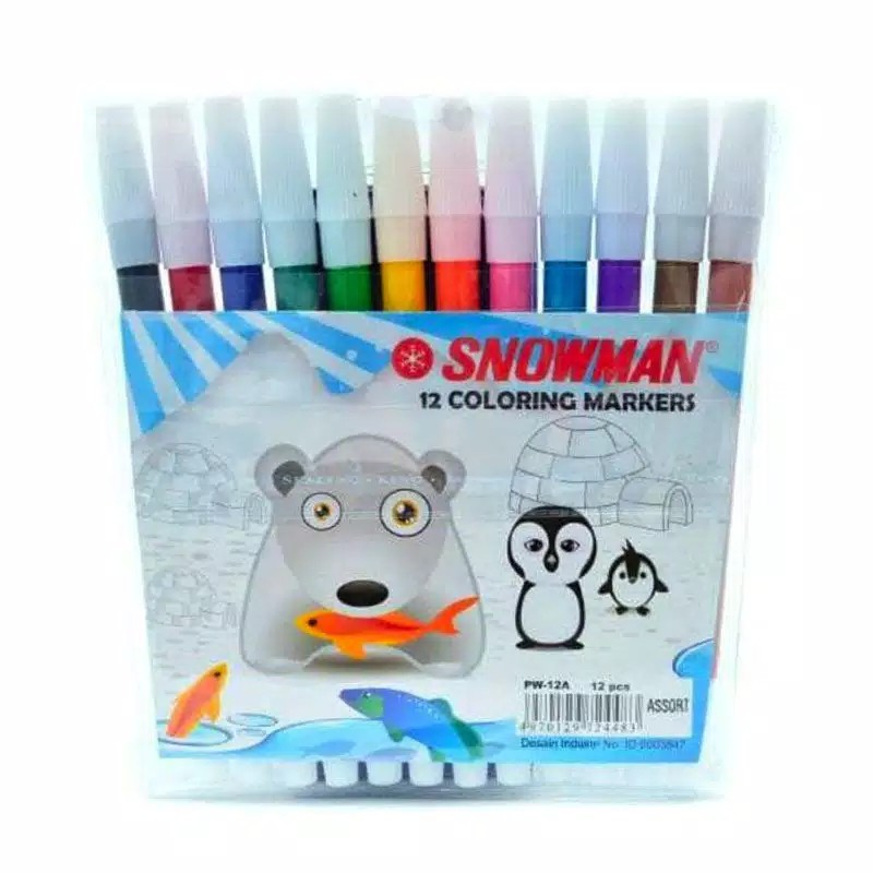 

[12 PCS] SPIDOL KECIL 12 WARNA SNOWMAN MARKER PENCIL TYPE