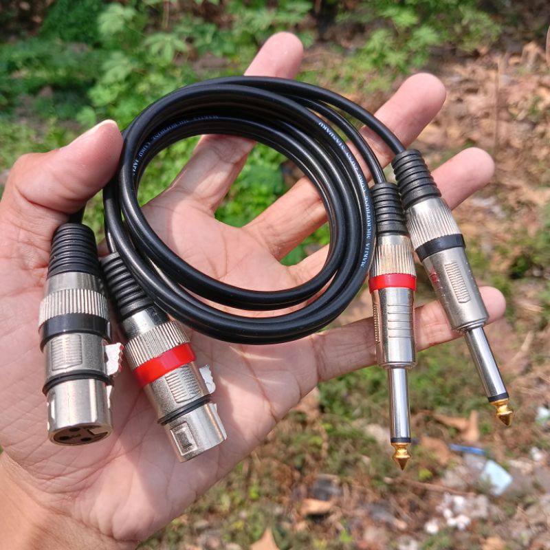 Kabel Audio XLR Female Ke Jack 6.5mm Akai Sepasang / 1 Set Kabel Mic Mixer Amplifier