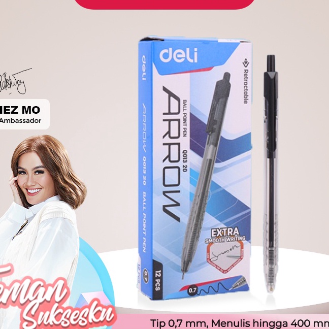 

Termurah Deli Pulpen Ball pen Cetek 7mm Hitam 12pcsbox Halus Smooth EQ13X