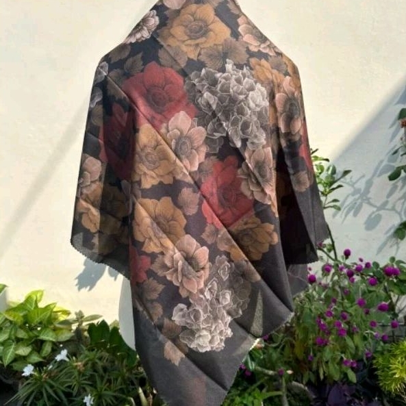 READY Voal motif syar'i 130x130 kerudung segi empat hijab jilbab murah ecer polos bunga adeevha scar