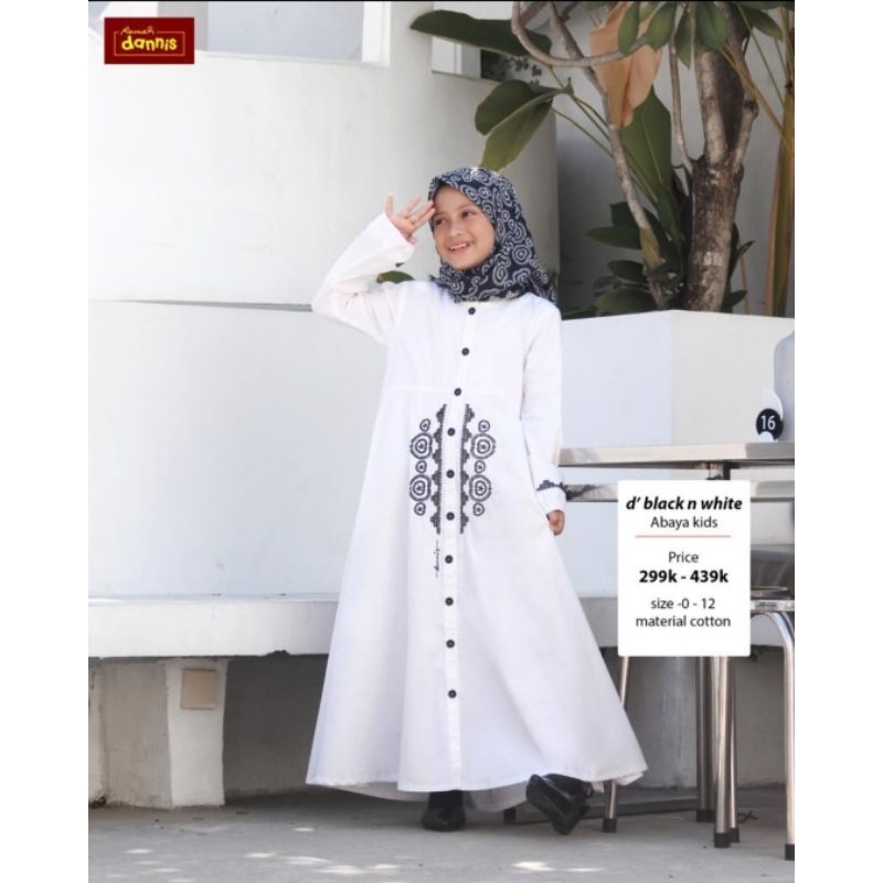 ABAYA DANNIS ANAK PEREMPUAN SARIMBIT D' BLACK & WHITE