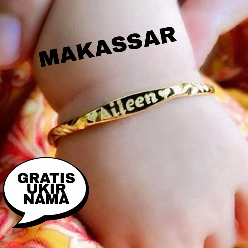 Gelang Lapis Emas -GRATIS UKIR NAMA- Bayi sampai Dewasa