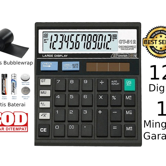 

Gila Kalkulator CITIZEN CT 512 12 Digit Calculator Check Dual 2 Power