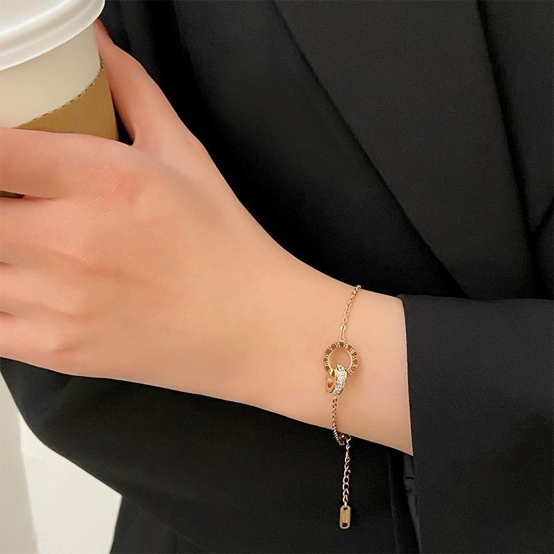 Gelang Tangan Titanium Wanita Ring Classic Rosegold Aksesoris Wanita Anti Karat Fashion Kekinian