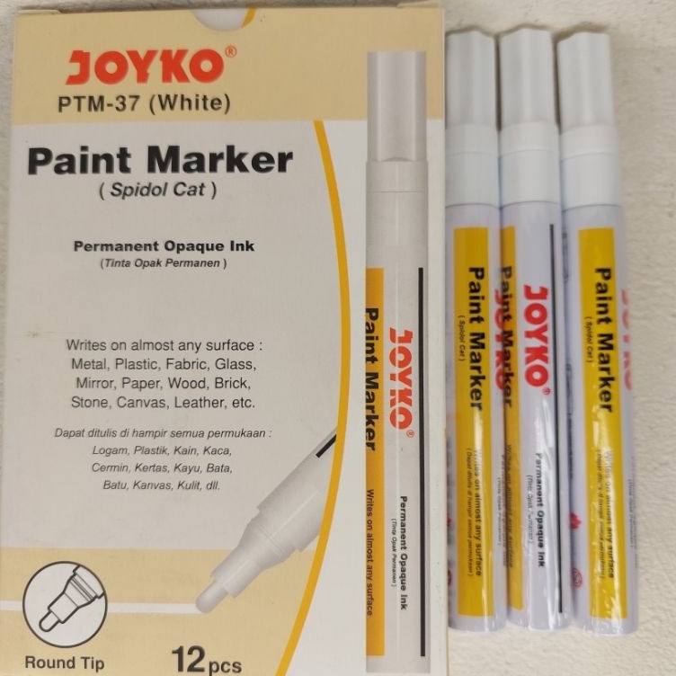 

SPIDOL PUTIH PERMANEN PAINT MARKER JOYKO PTM37perlusin