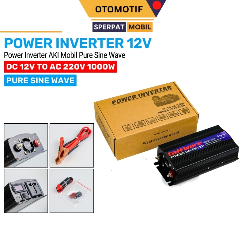 Power Inverter Mobil Perubah Arus Listrik DC ke AC Sinus Murni Pure Sine Wave 12V to AC 220V 1000W