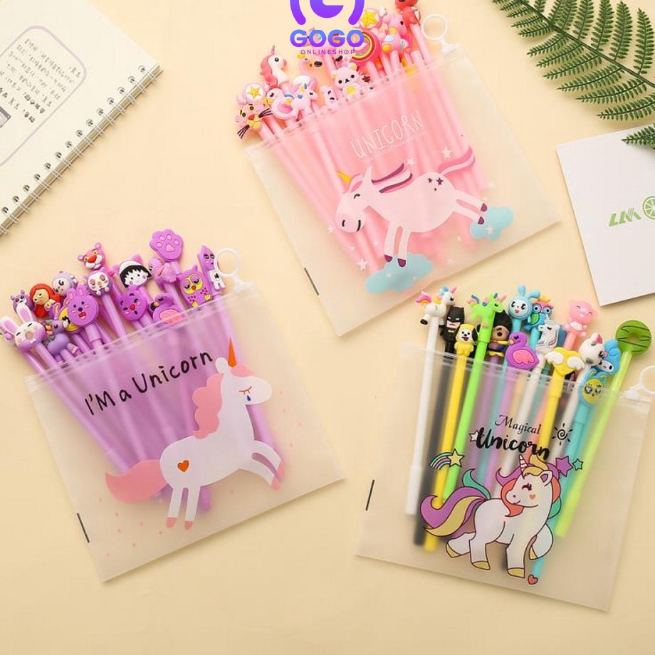 

Bayar Di Tempat GOGOA15 Pulpen Gel Karakter Lucu Set Isi 2PCS Pena Zipper Pouch Tempat Pensil Transparan Murah