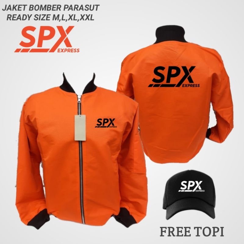 JAKET PARASUT BOMBER TERBARU LOGO SPX/SHOPEE XPRESS FREE TOPI