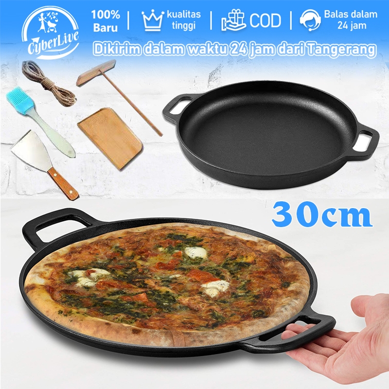 30cm Loyang Crepes Wajan Crepes Manual Bahan Cast Iron Pancake Pan Anti Lengket Panggang