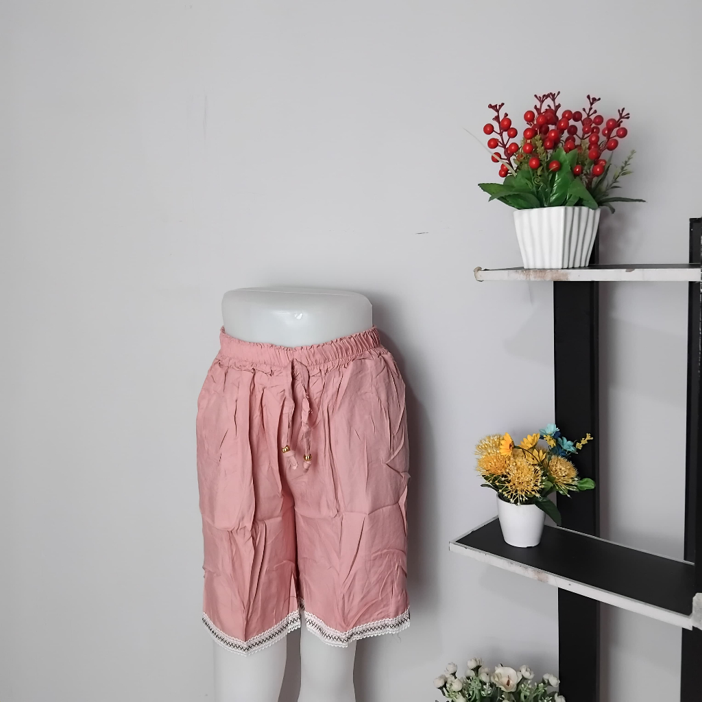 Celana Pendek Wanita Kulot Rayon Tali 7/8 Kulot Pendek Wanita Celana Santai Jumbo