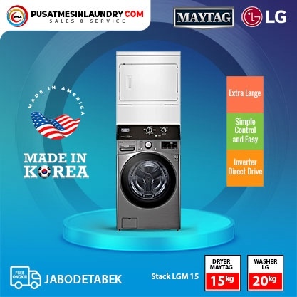 LG Mix Stack Mesin Cuci 20kg & Mesin Pengering Listrik 15kg LGME20