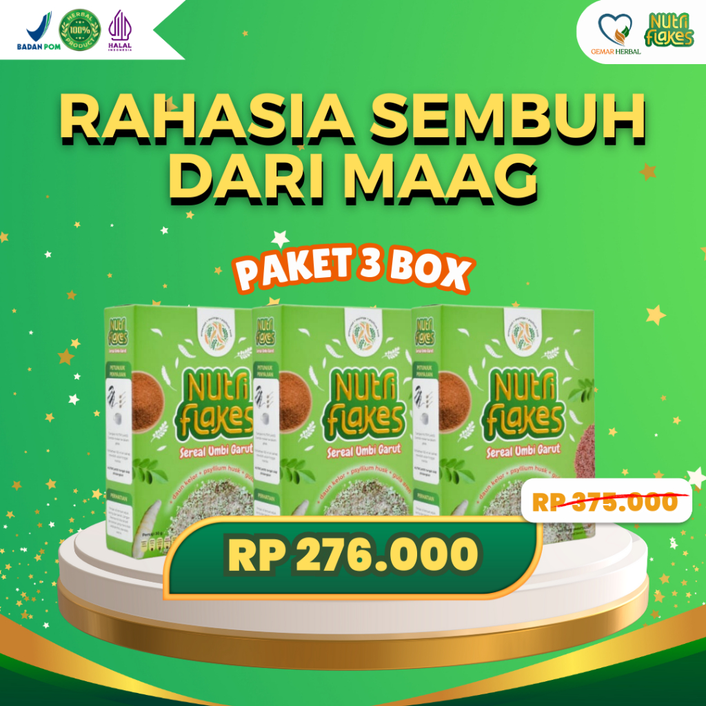 

(Paket 3 Box) Nutriflakes Original - Rahasia Sembuh Dari Maag & Gerd