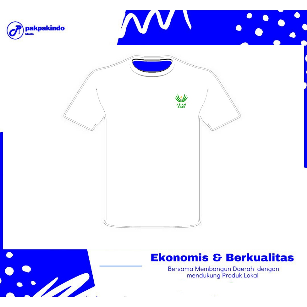 BAJU KERJA KAOS ASIAN AGRI PUTIH LENGAN PENDEK PRIA WANITA PREMIUM DISTRO