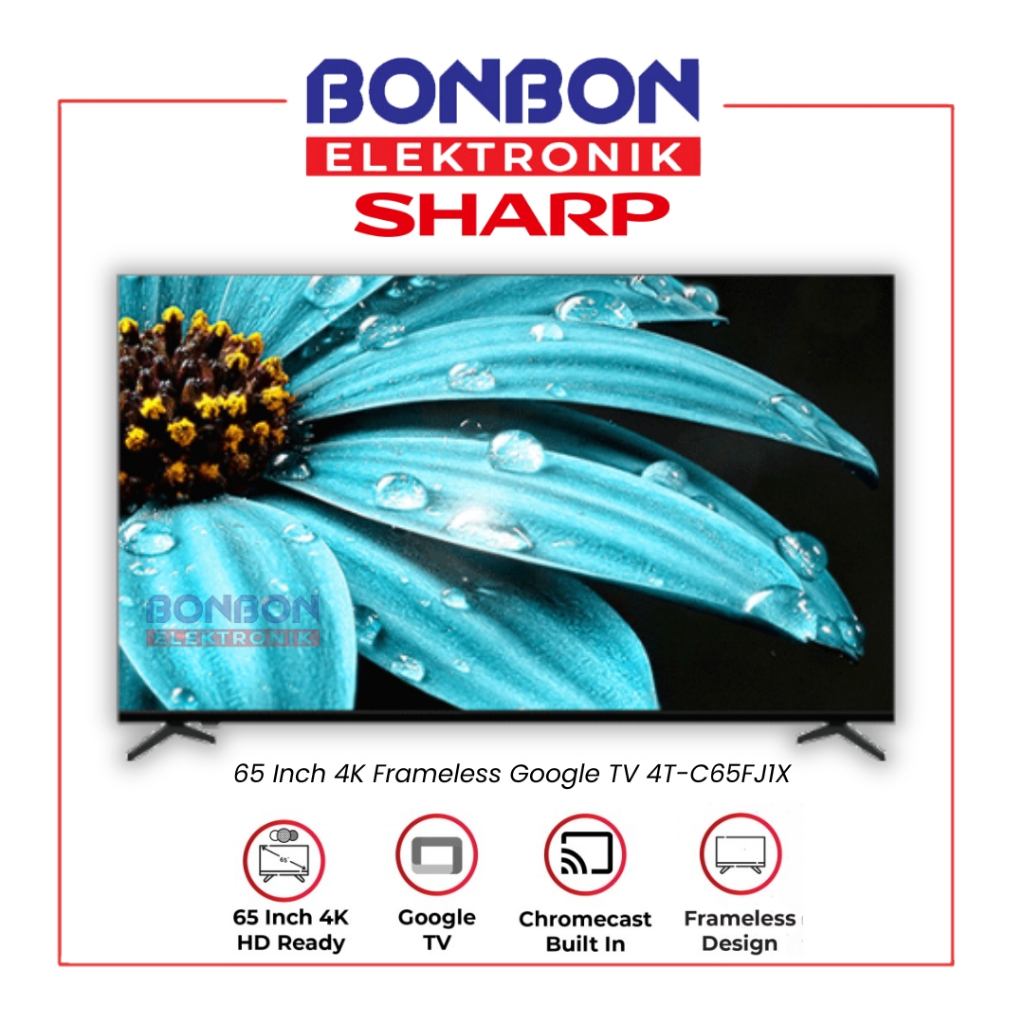SHARP LED Smart TV 4TC65FJ1X 65 Inch - 4K Frameless Google TV 4T-C65FJ1X
