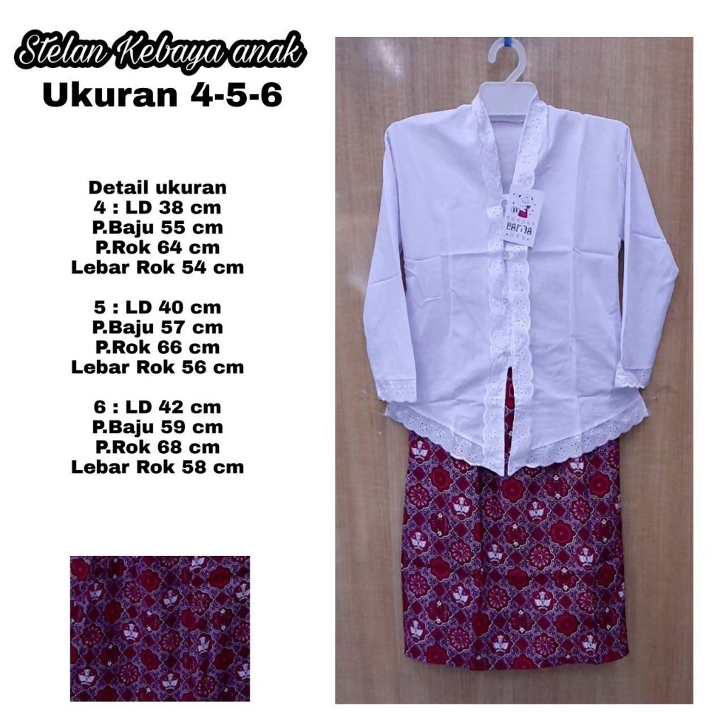 Terlaris!! Setelan Kebaya Anak Putih Merah / Baju Adat Perempuan Sunda Encim / Kebaya anak perempuan