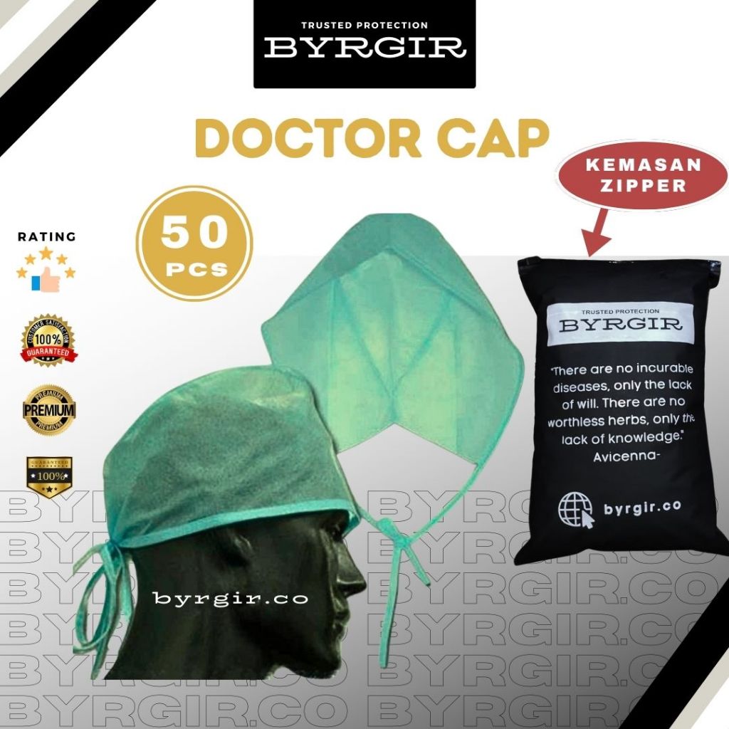 50pcs Disposable Surgeon Surgical Nurse Doctor Cap Topi Operasi Dokter Rumah Sakit