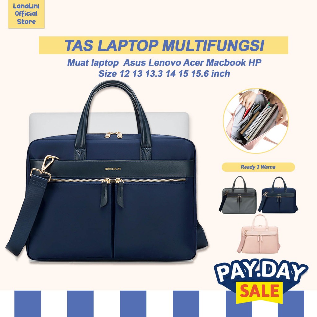 Tas Kantor Kuliah Kerja Selempang Jinjing Hand Bag Warna Biru Navy Abu Abu Pink Briefcase Leather Ba