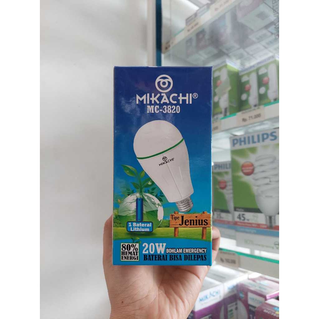 Mikachi Lampu Bohlam Emergency/Lampu Emergency/Lampu Baterai/Lampu Emergency Putih merk Mikachi