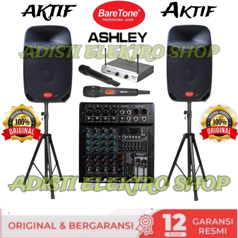 PAKET SPEAKER AKTIF BARETONE 15 INCH MIXER ASHLEY ORIGINAL PAKET KARAOKE SPEAKER BARETONE 15INCH
