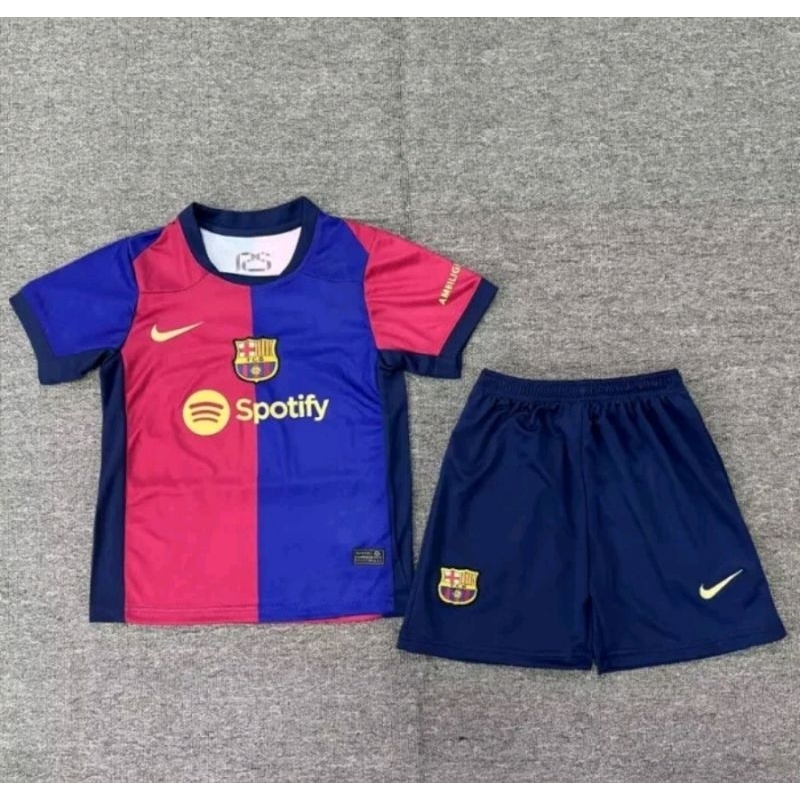 Stelan Setelan Jersey Kaos Baju Celana Sepak Bola Barca Barcelona Home Kids Kid Anak Kecil New Musim