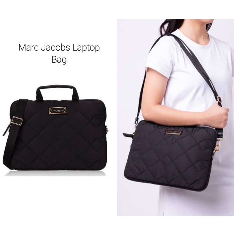Marc Jacobs Laptop Crossbody Bag Quilted Nylon Black