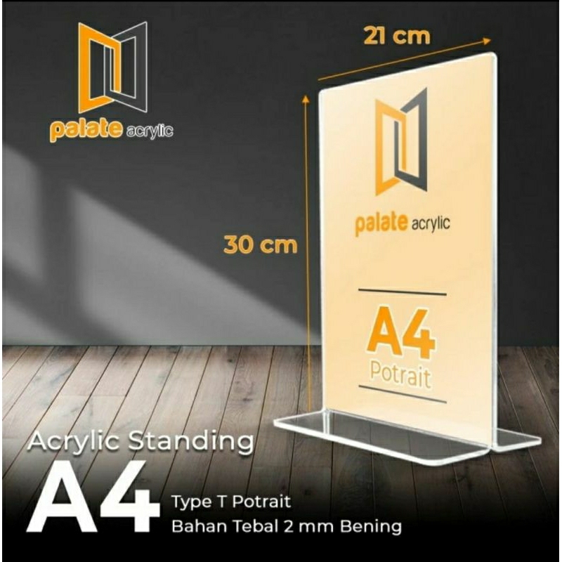 

Acrylic / Akrilik Tent Holder Stand Ukuran A4 (21 x 30cm) T Potrait 2mm