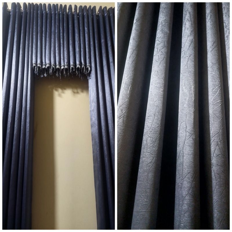 set gorden plus poni motip abu tua serat abstrak klasik 12 ring 6 gelombang