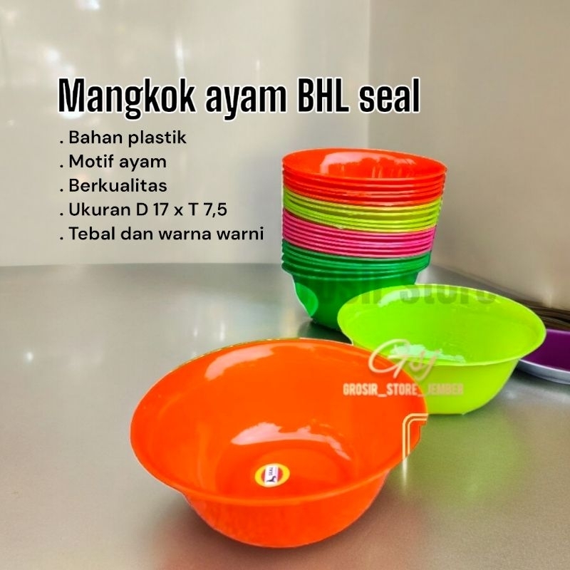 Mangkok bakso ayam BHL bening warna warni plastik tebal