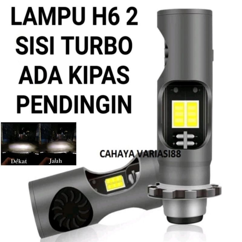 Lampu Utama Motor LED H6 2 Sisi Cahaya Putih Jauh Dekat AC DC ADA Kipas Pendingin Lampu Depan Motor