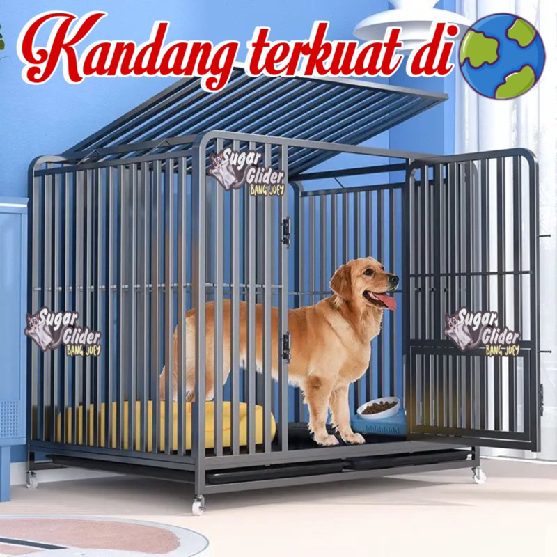 KANDANG ANJING CAGE DOG ANJING BESAR EXTRA TEBAL DAN KUAT BESI HOLLOW KNOCK DOWN LIPAT
