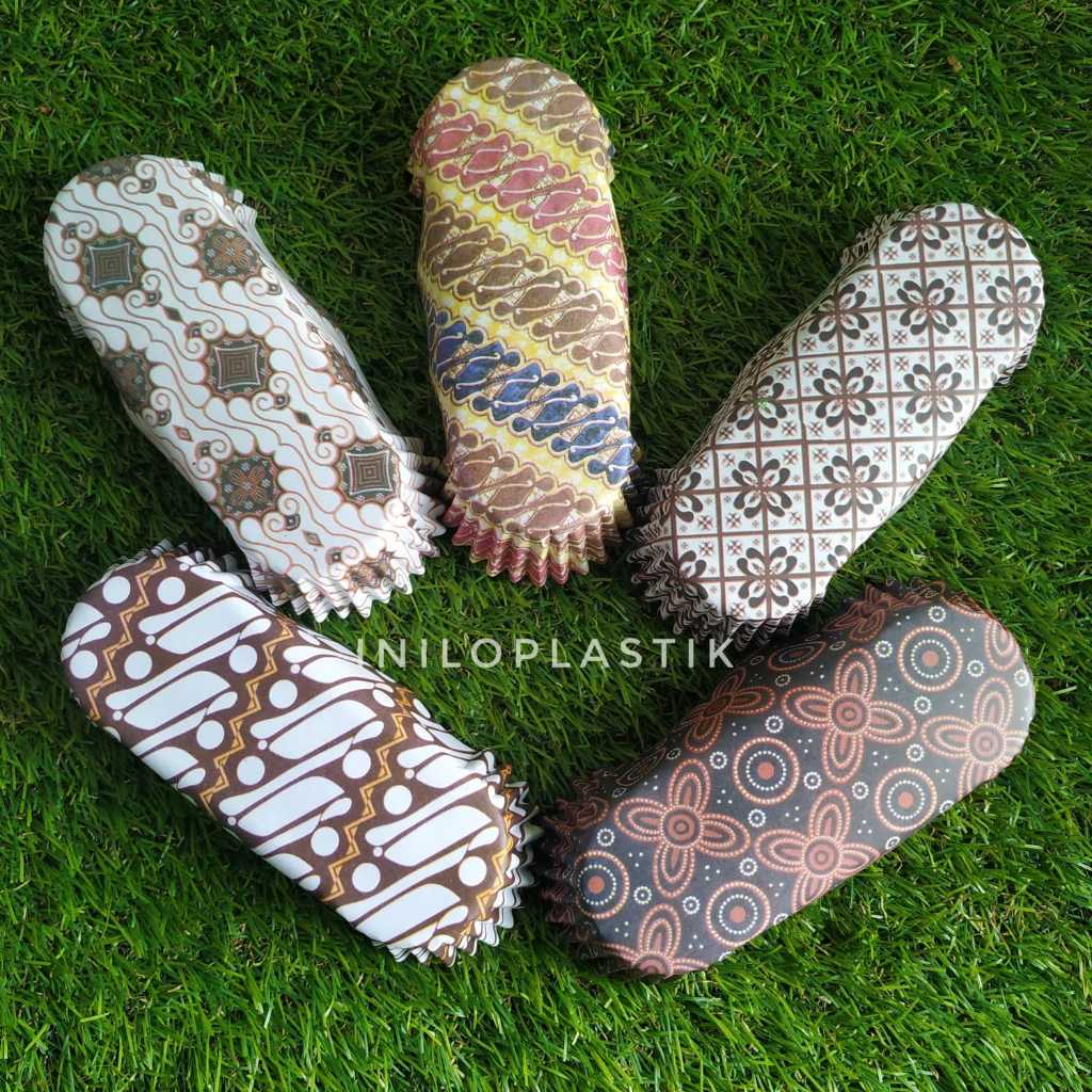 [1pack] Paper Cup Case Roti motif Batik / Kertas Roti Eclair Baking base 20x11