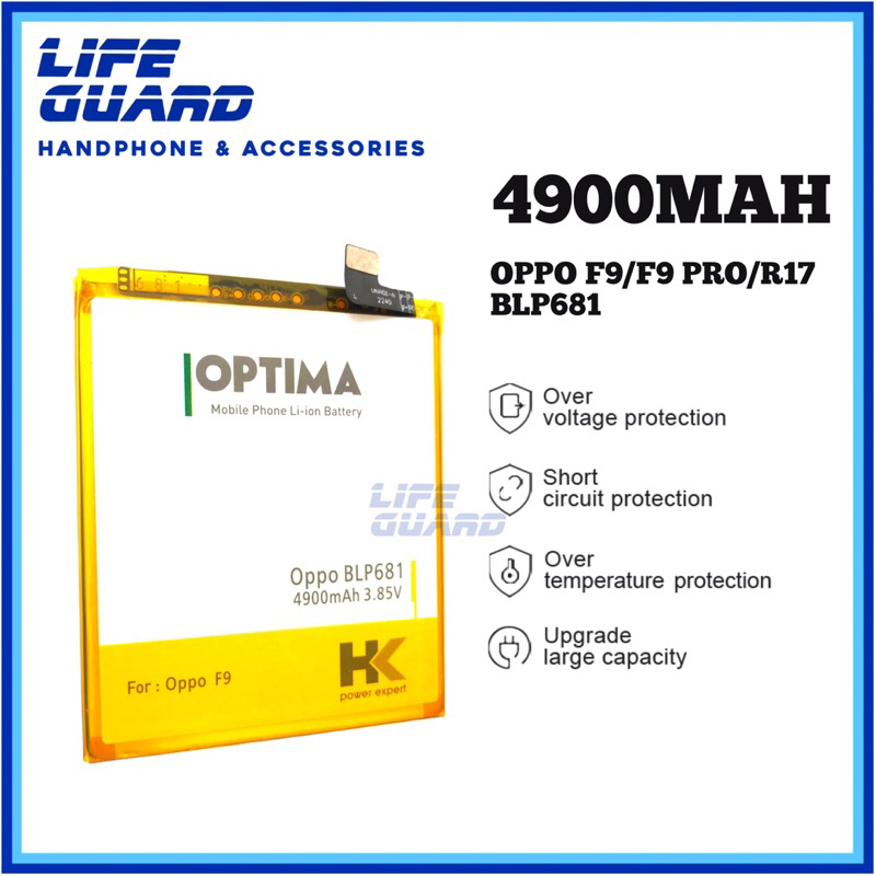 BATERAI HK OPTIMA OPPO F9 | F9 PRO | R17 BLP681 4900MAH 3.85V BATRE DOUBLE IC