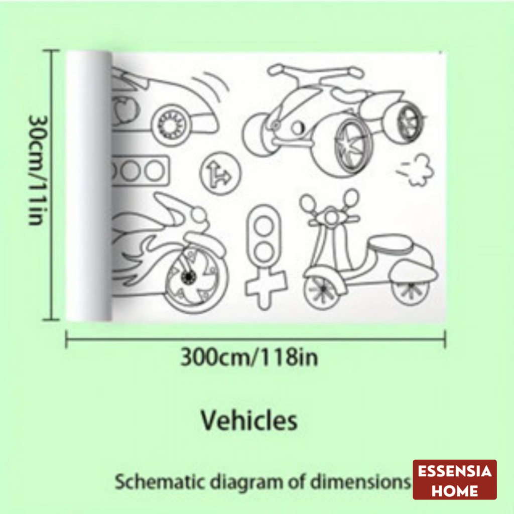 

Kertas Mewarnai Tempel Dinding Drawing Paper Roll 300cm Dinosaur Paradise