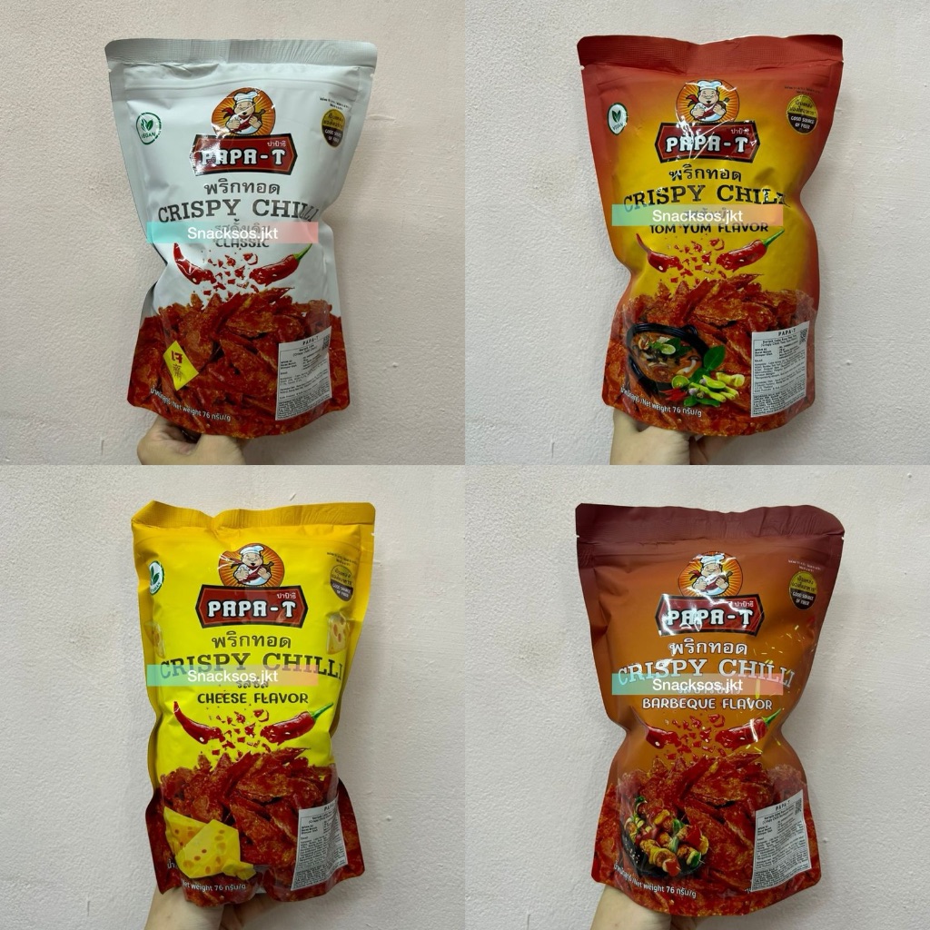 PAPA-T CRISPY CHILI BARBEQUE BBQ / CHEESE / CLASSIC / TOMYUM THAILAND- SNACK KERIPIK CABE KERING