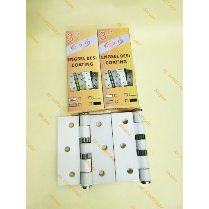 Engsel Tebal Besi Coating 3" inch GDO / Engsel  Pintu Jendela Putih