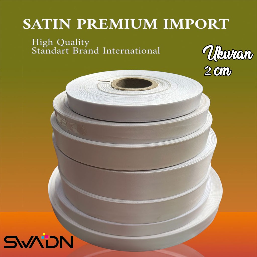 

Bahan label satin Premium Import Ukuran 2 cm Polos