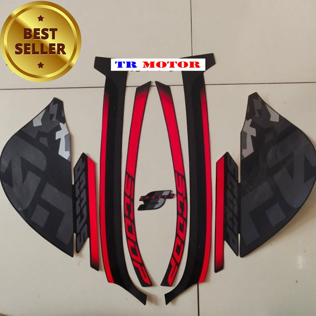 Stiker Striping Stiker Polet Motor Motor Honda Scoopy 2021 Hitam Full List Body Standar